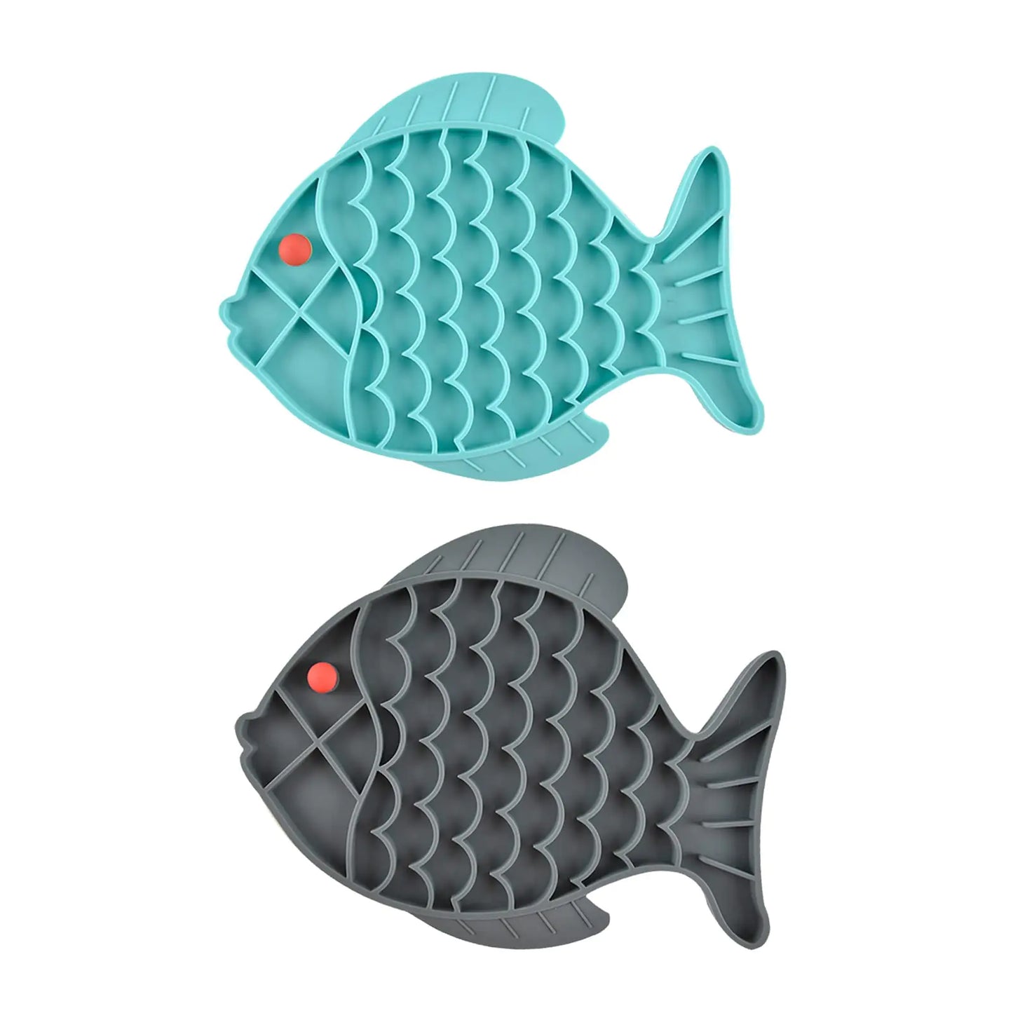 Fish-Shaped Puzzle Feeders (2-Pack) - Blue & Grey
